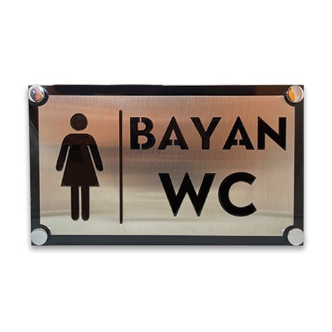 16 X 25 PLEKSİ ÜZERİ KROM İSİMLİK BAYAN WC